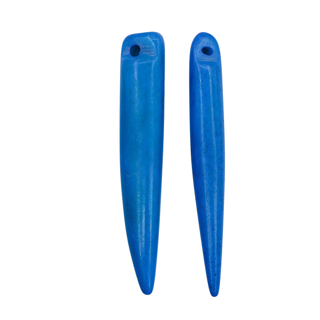 BN3501-04: Bone Fang Shape Pendant Turquoise Blue 6-8x55mm AVG 5PPK
