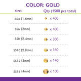 RH525-854FX: China FlatBack Rhinestone Mix Gold 1500PPK