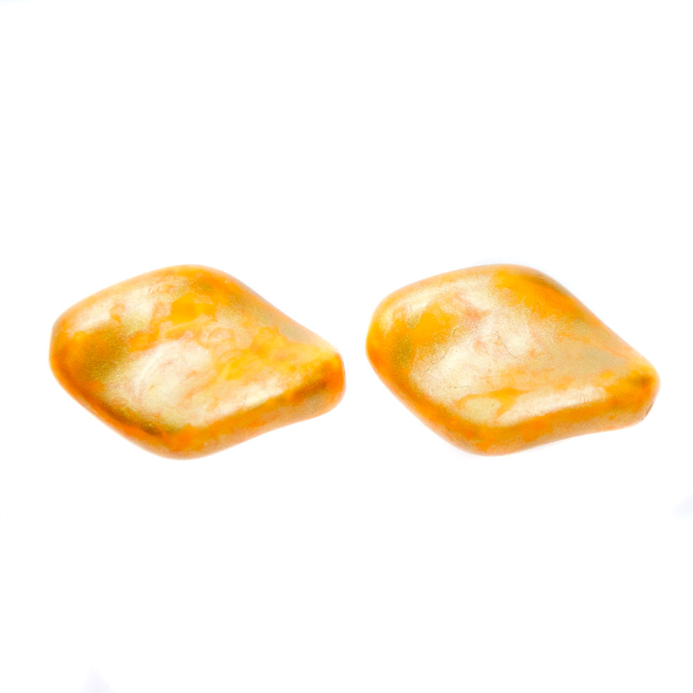 CZ9211-34: Czech Twisted Oval Orange Golden Flake 19x13mm 6 Pieces