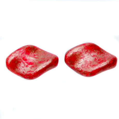 CZ9211-43: Czech Twisted Oval Berry Golden Flake 19x13mm 6 Pieces