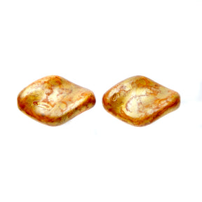 CZ9211-53: Czech Twisted Oval Taupe Golden Flake 19x13mm 6 Pieces