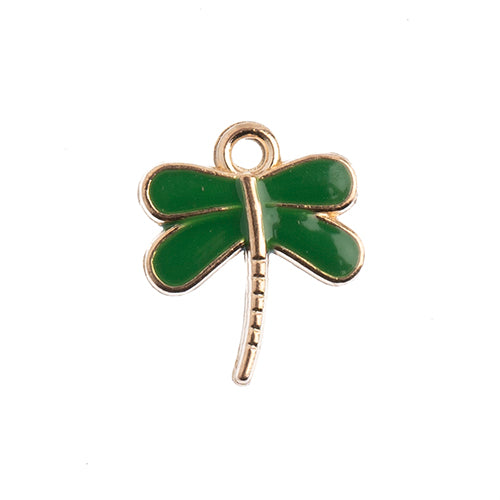 DZ0464-01: Zinc Charms 13x16mm Dragonfly Green - 10PPK