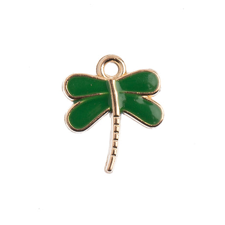 DZ0464-01: Zinc Charms 13x16mm Dragonfly Green - 10PPK