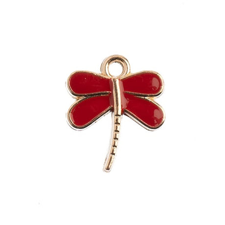 DZ0464-02: Zinc Charms 13x16mm Dragonfly Red - 10PPK