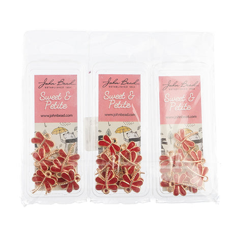 DZ0464-02: Zinc Charms 13x16mm Dragonfly Red - 10PPK