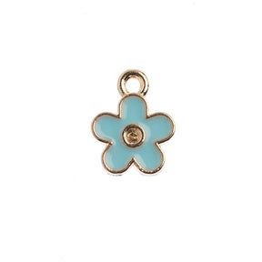 DZ0464-05: Zinc Charms 10x12mm Small Flower Blue - 10PPK