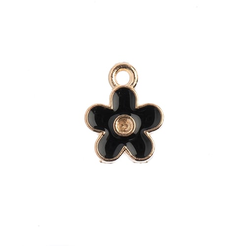 DZ0464-06: Zinc Charms 10x12mm Small Flower Black - 10PPK