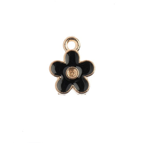 DZ0464-06: Zinc Charms 10x12mm Small Flower Black - 10PPK