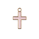 DZ0464-59: Zinc Charm 17x11mm Cross Pink 10PPK