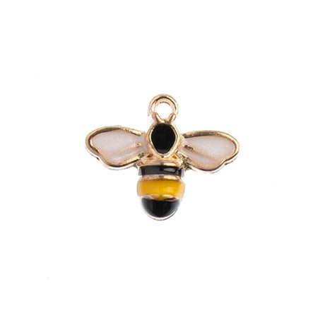 DZ0464-62: Zinc Charms 12x15mm Bumble Bee Yellow/Black - 10PPK