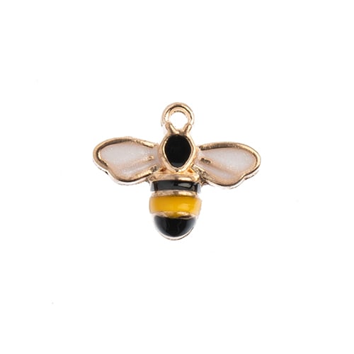 DZ0464-62: Zinc Charms 12x15mm Bumble Bee Yellow/Black - 10PPK