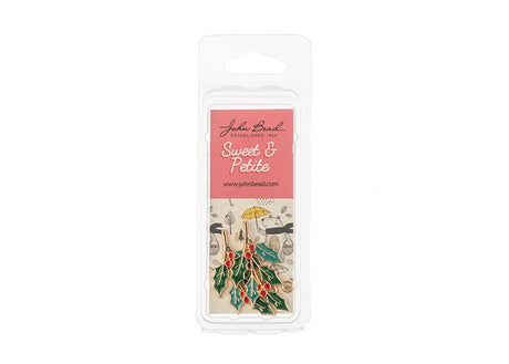 DZ0466-13: Sweet & Petite Holiday Charms 19x34mm Holly Sprig 2pcs