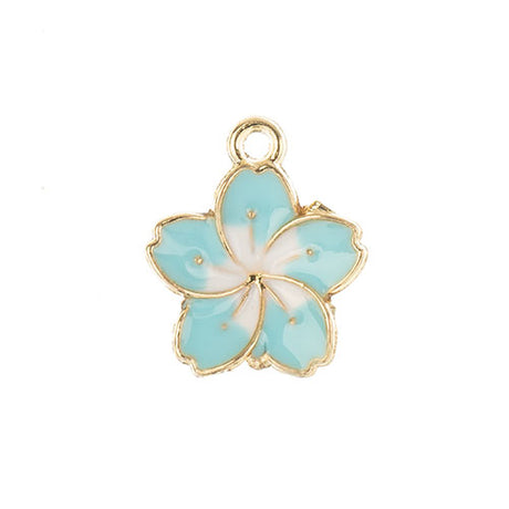 DZ0467-007: Zinc Charm 13x16mm Blue Flower 8PPK