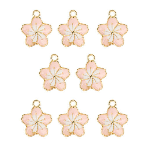 DZ0467-009: Zinc Charm 13x16mm Pink Flower 8PPK
