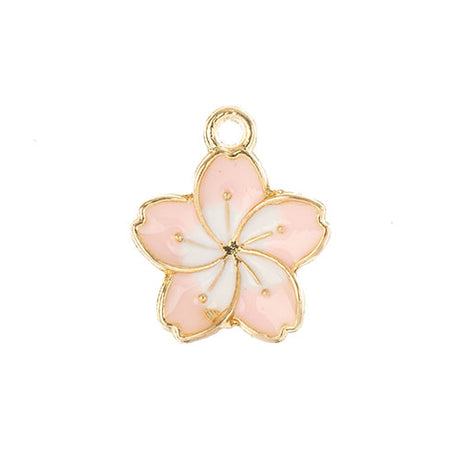 DZ0467-009: Zinc Charm 13x16mm Pink Flower 8PPK
