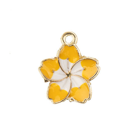 DZ0467-010: Zinc Charms 13x16mm Yellow Flower - 10PPK