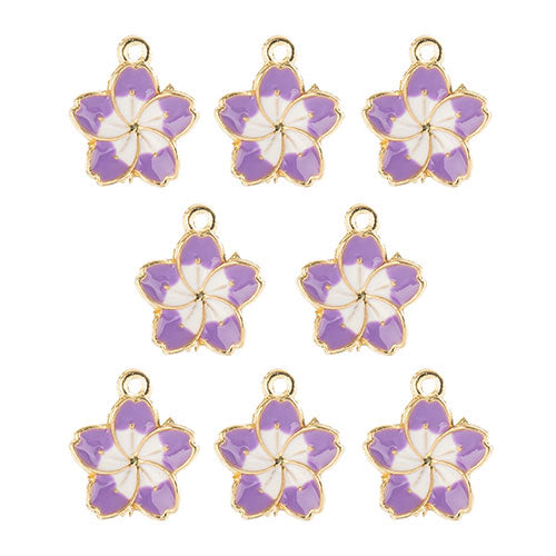 DZ0467-011: Zinc Charm 13x16mm Purple Flower 8PPK