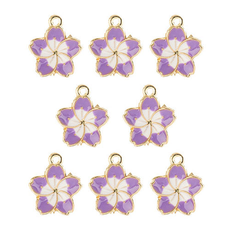 DZ0467-011: Zinc Charm 13x16mm Purple Flower 8PPK
