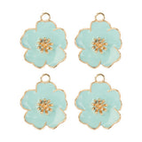 DZ0467-012: Zinc Charm 20x24mm Blue Flower 4PPK
