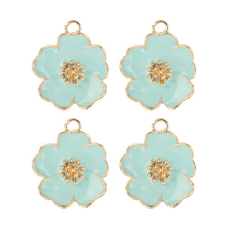 DZ0467-012: Zinc Charm 20x24mm Blue Flower 4PPK