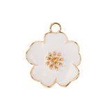 DZ0467-013: Zinc Charm 20x24mm White Flower 4PPK