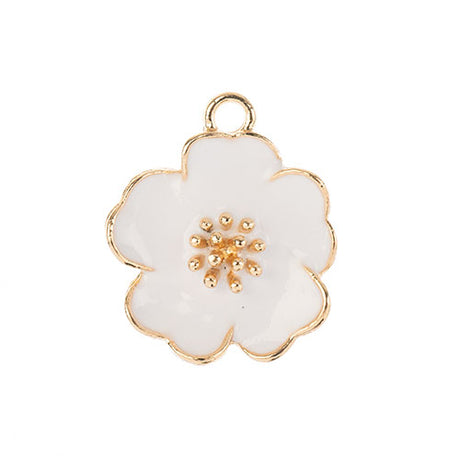 DZ0467-013: Zinc Charm 20x24mm White Flower 4PPK