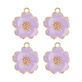 DZ0467-016: Zinc Charm 20x24mm Purple Flower 4PPK