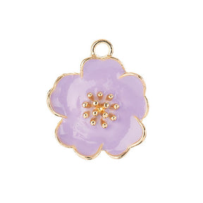DZ0467-016: Zinc Charm 20x24mm Purple Flower 4PPK