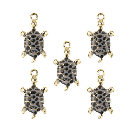 DZ0467-022: Zinc Charm 24x14mm Turtle Black 5PPK