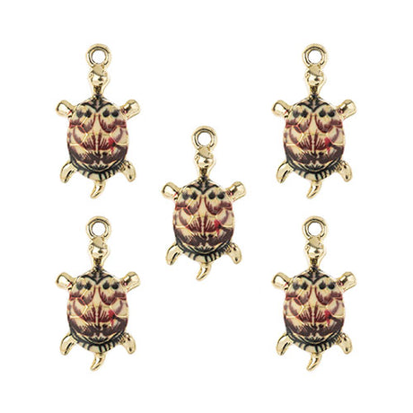 DZ0467-023: Zinc Charm 24x14mm Turtle Brown 5PPK
