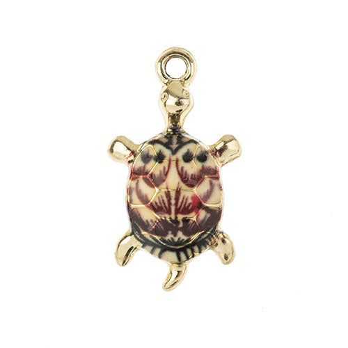 DZ0467-023: Zinc Charm 24x14mm Turtle Brown 5PPK
