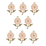 DZ0467-028: Zinc Charm 27x19.5mm Daisy Pink 8PPK