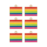 DZ0467-032: Zinc Charm 17.5x20mm Rainbow Flag 6PPK