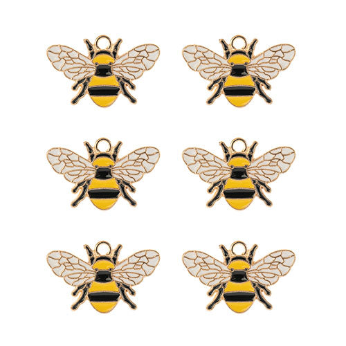 DZ0467-035: Zinc Charm 17x26mm Bee 6PPK