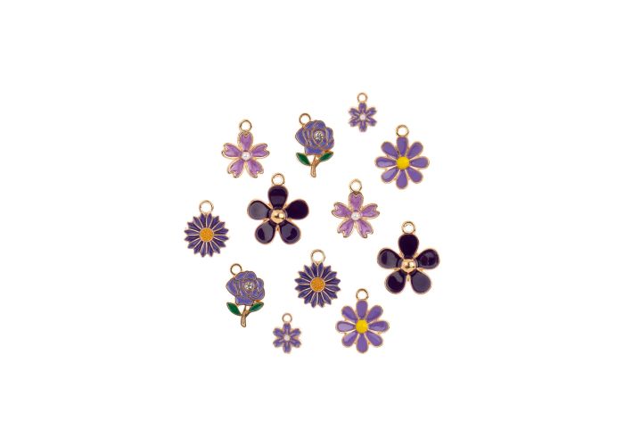 DZ0467-039: Sweet & PetiteCharm Set Purple Bouquet 12PPK