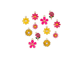 DZ0467-040: Sweet & PetiteCharm Set Yellow/Hot Pink Bouquet 12PPK