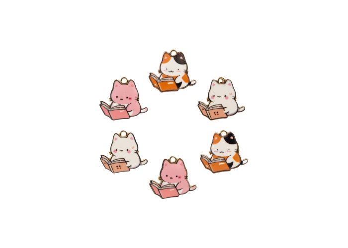 DZ0467-049: Sweet & PetiteCharm Set Cat Book Club 6PPK