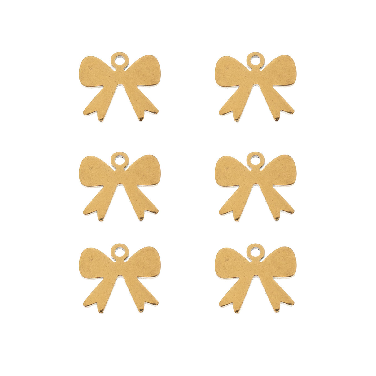 DZ0468-002: Steel Charm 9.1x10mm Bow GLD PLT 6PPK
