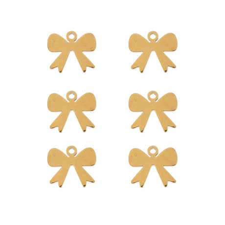 DZ0468-002: Steel Charm 9.1x10mm Bow GLD PLT 6PPK