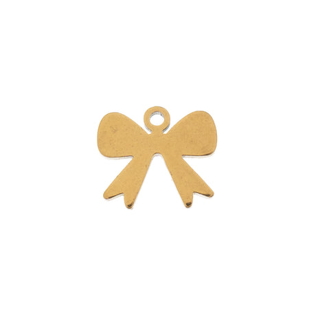 DZ0468-002: Steel Charm 9.1x10mm Bow GLD PLT 6PPK
