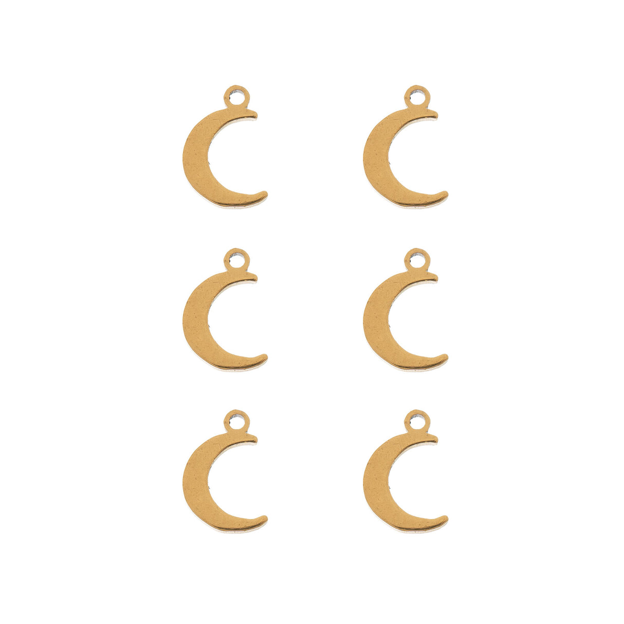 DZ0468-004: Steel Charm 7.5x9.5mm Crescent Moon GLD PLT 6PPK