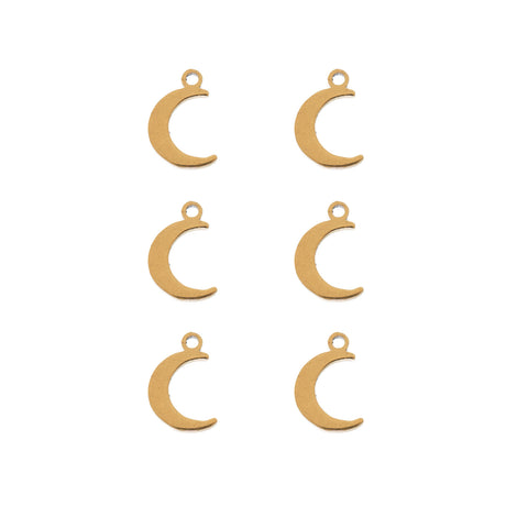 DZ0468-004: Steel Charm 7.5x9.5mm Crescent Moon GLD PLT 6PPK