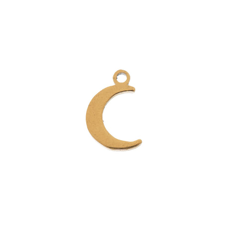 DZ0468-004: Steel Charm 7.5x9.5mm Crescent Moon GLD PLT 6PPK