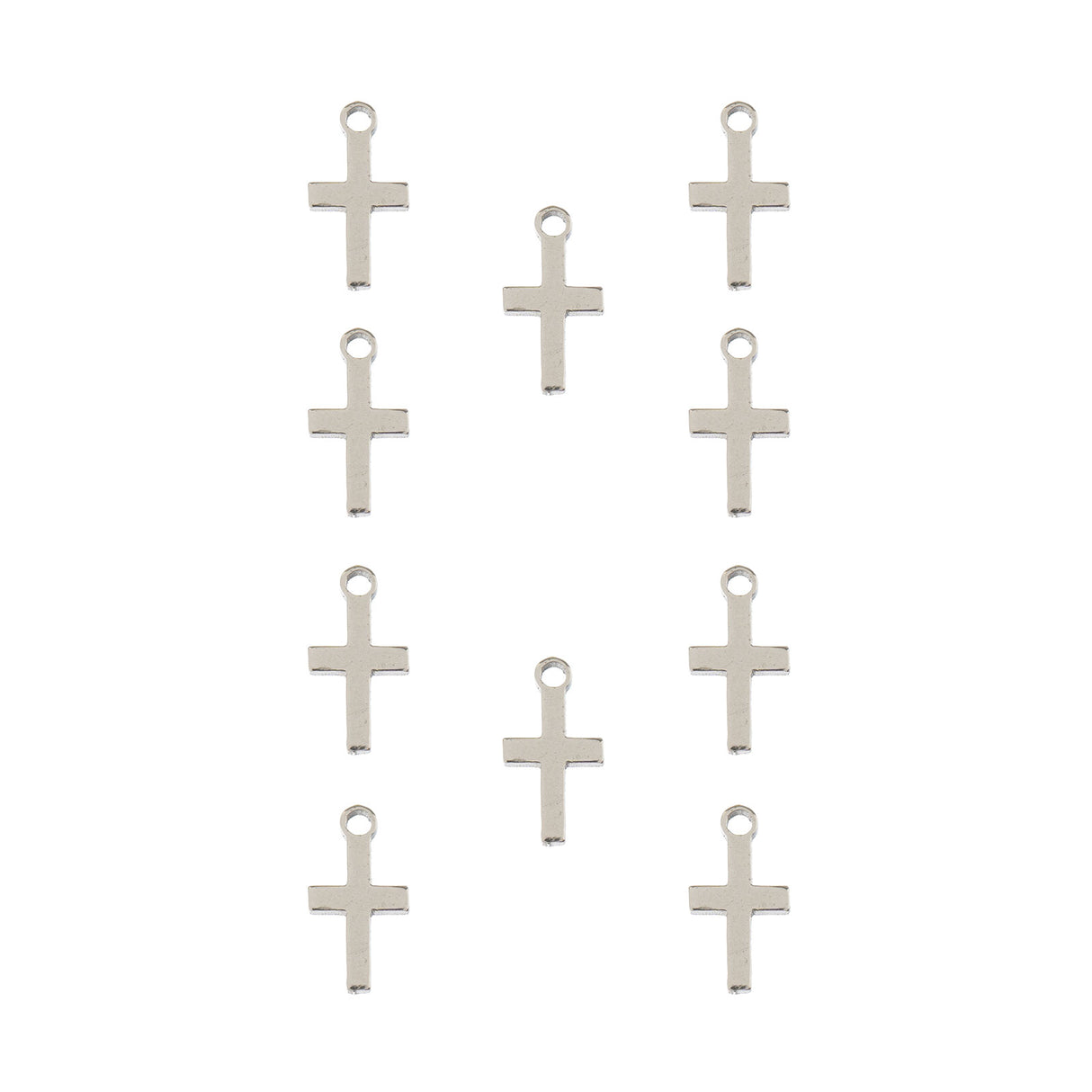 DZ0468-005: Steel Charm 5.3x10mm Cross SPL 10PPK