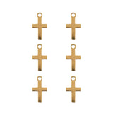 DZ0468-006: Steel Charm 5.3x10mm Cross GLD PLT 6PPK