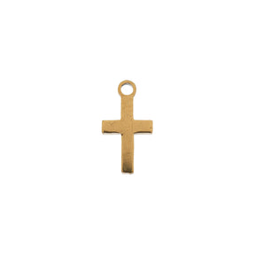 DZ0468-006: Steel Charm 5.3x10mm Cross GLD PLT 6PPK