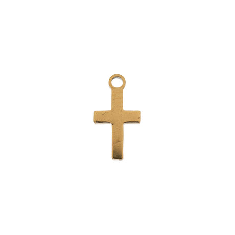 DZ0468-006: Steel Charm 5.3x10mm Cross GLD PLT 6PPK