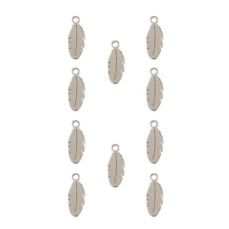DZ0468-009: Steel Charm 4x10.7mm Feather SPL 10PPK