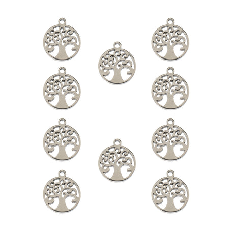 DZ0468-011: Steel Charm 8.2x9.7mm Tree of Life SPL 10PPK