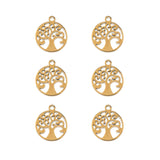 DZ0468-012: Steel Charm 8.2x9.7mm Tree of Life GLD PLT 6PPK